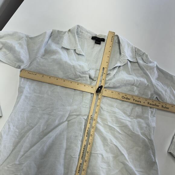 Sanctuary Shirt Womens‎ Small White Blue Striped Linen Blend Button Pullover Top - Picture 5 of 6